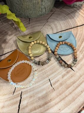 Little Old Soul Co. Beaded Bracelet Trio - Neutral, Sand, Opal Colors